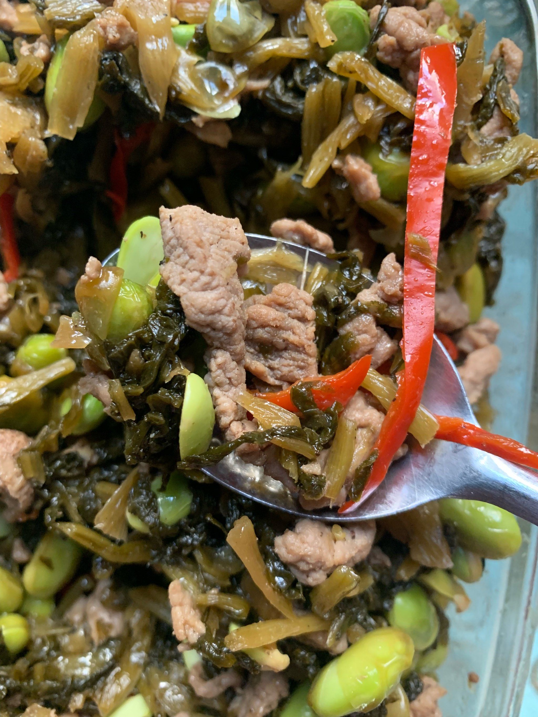 雪菜炒肉丝 我经常做的菜 有肉有菜 也下饭