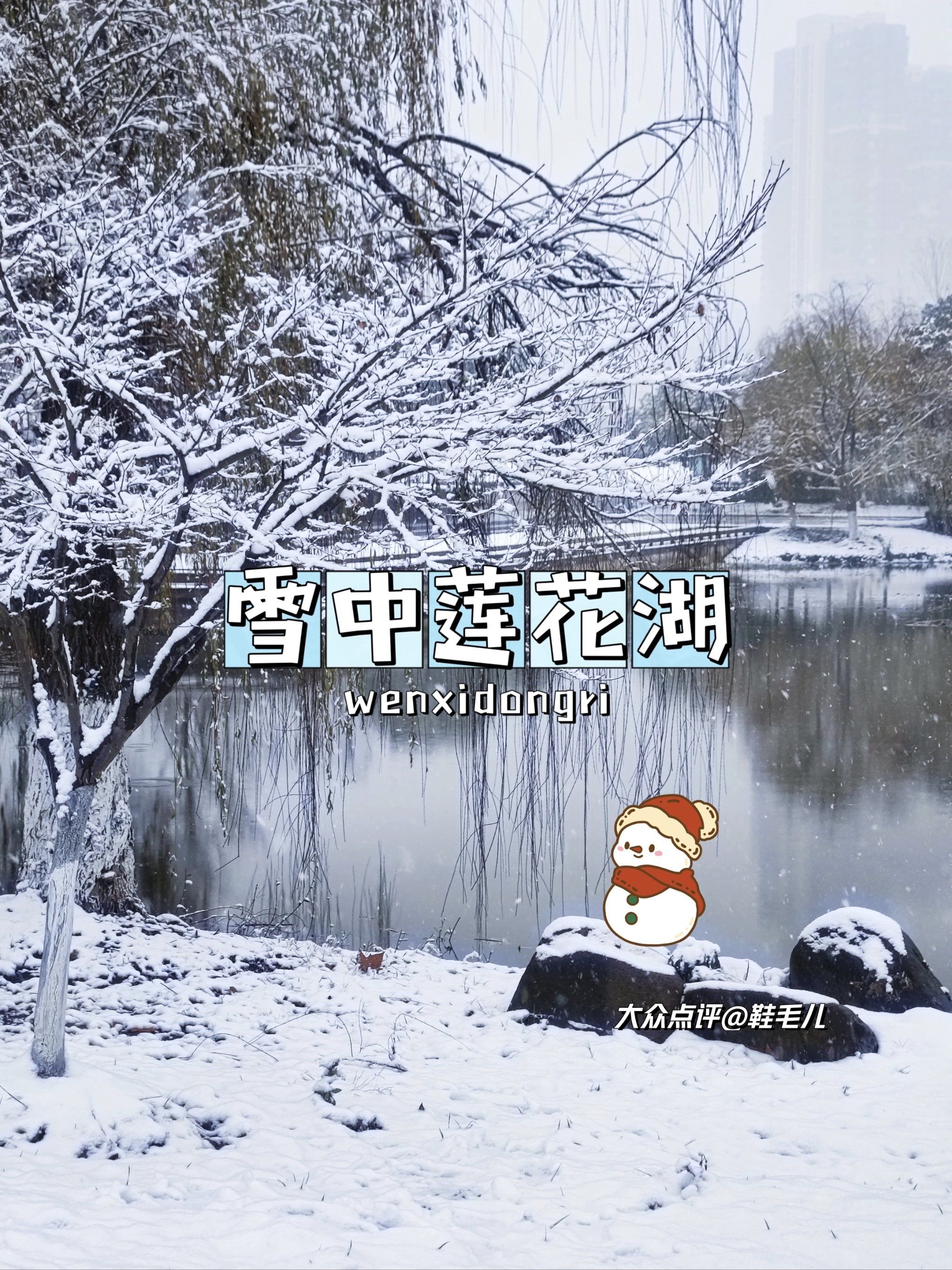 公园[嘘]在这里一年四季看到的景色都是不同的,雪中的莲花湖别样的美
