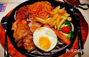 Iron Plate American Mixed Grill with Pasta