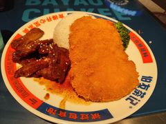 西班牙黑豚叉烧拼吉列猪扒饭-伯友茶记(中华广场店)