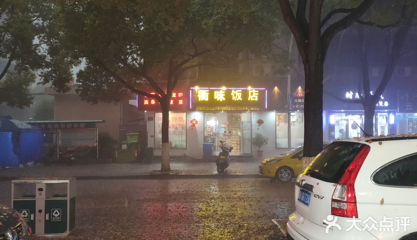 香樟树的落叶哗哗哗哗地被雨滴打了下来