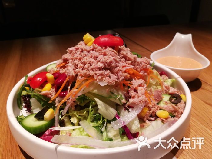 传位牛扒.果木炉烤(鹭洲里店)千岛酱吞拿鱼蔬菜沙拉图片 - 第9张