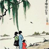 春天柳树发新芽，在这位画家眼里更多的是亲情！