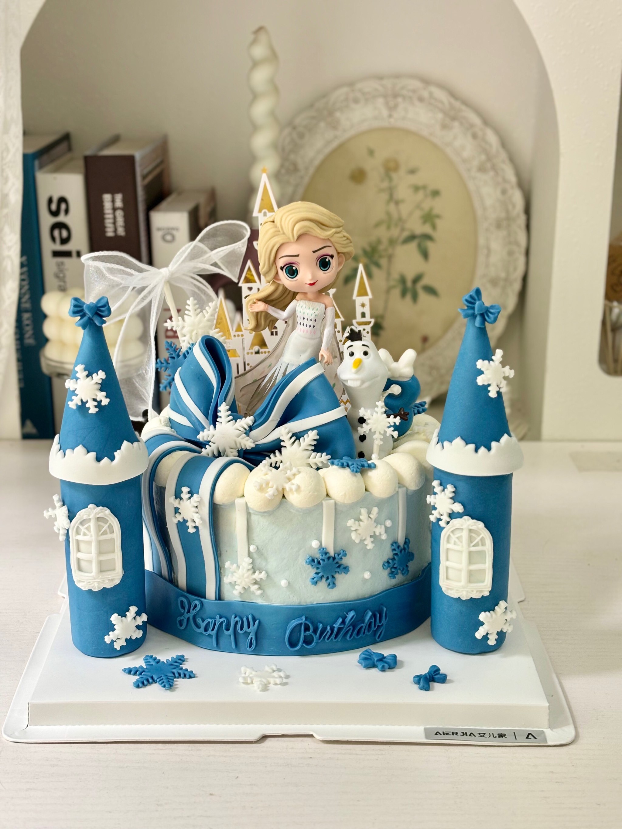 冰雪奇缘艾莎公主城堡场景蛋糕周岁女孩生日蛋糕