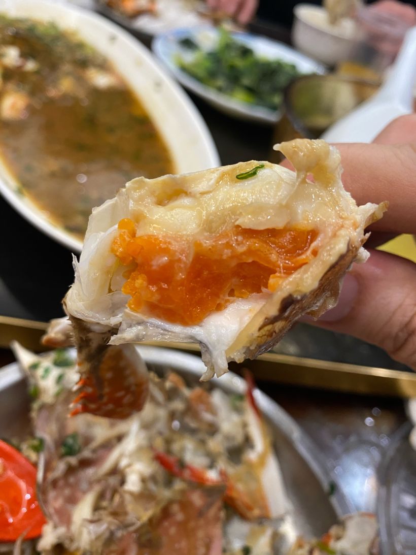 葱油红膏梭子蟹|不会做海鲜?葱油来帮你