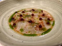 手打红虾薄片配罗勒清汤-Laures·月桂西班牙碳烤餐厅(十尚坊店)