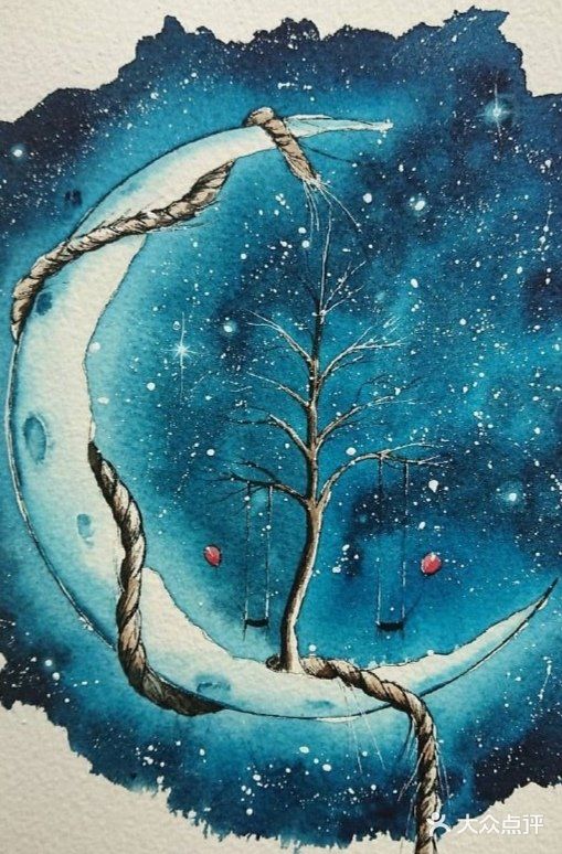 水彩🈷️夜的绘画，简直是美轮美奂💗💗