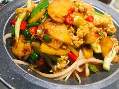 干锅土豆菜花双拼-红蜡烛-养生粥-津鲁菜(中山路店)