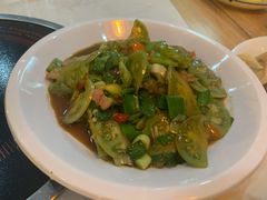 青番茄炒腊肉-邵老爹老杭州白斩鸡·家常菜(建国北路店)