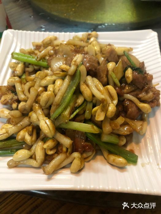 绿河渔村花生芽炒猪颈肉图片