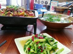 干锅排骨，豌豆尖，炒青笋-友记功夫香·人民川菜(红牌楼店)