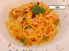 鲜虾蒜辣意面-小食院简餐厅