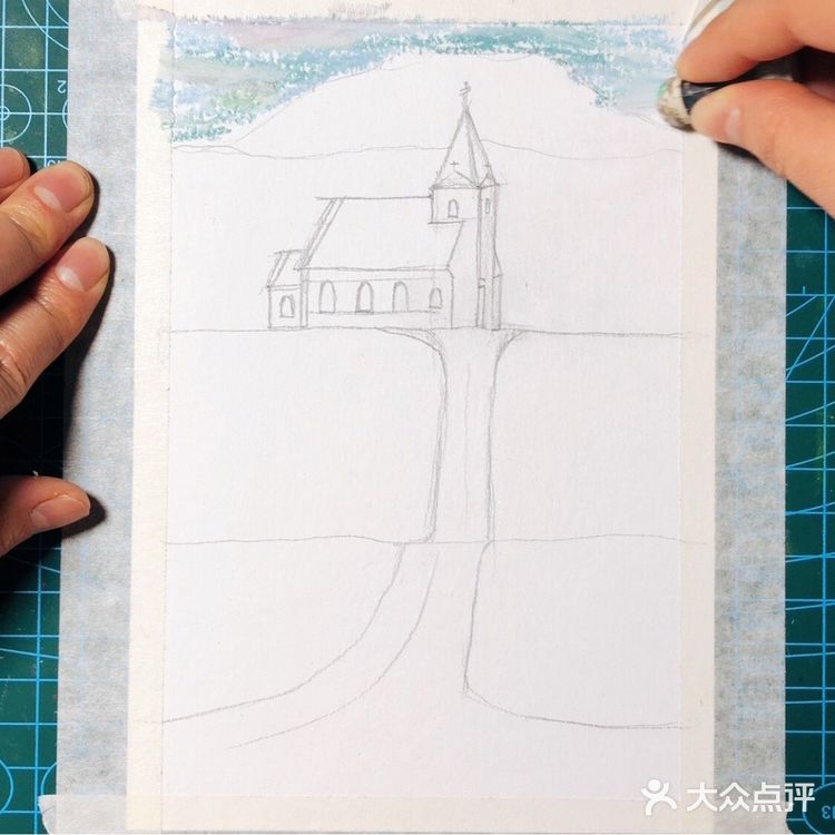 宅家坐地日行三万里，画个冰岛红顶教堂 油画棒是丹可林
