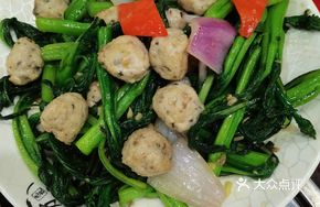 Bok Choy Stir-Fried with Loach Fish Balls