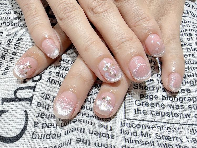 猫眼贝壳美甲不要太美梵莎保利中心海娇老师作品