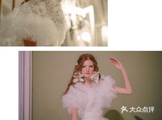 身披绽放着立体花卉披肩少女们， 流转于层层仙裙散落的