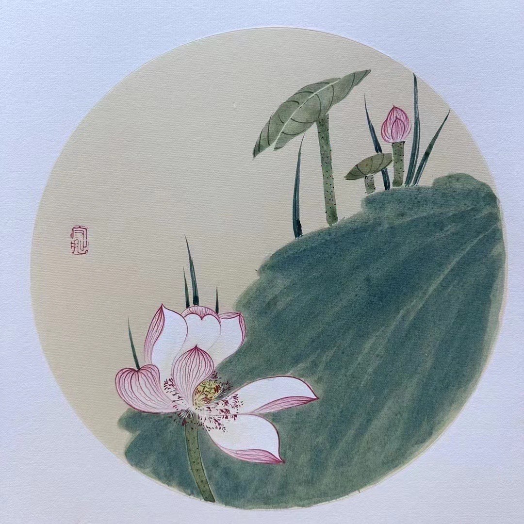 国画荷花花苞的画法图片