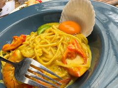 黄咖喱黑虎虾海鲜意面-TamTam