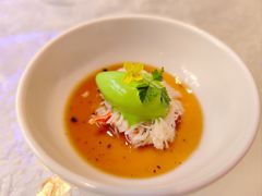 茶碗蒸，松叶蟹，松露牛高汤，香草当归雪葩-九献创意菜(亮马河花园店)