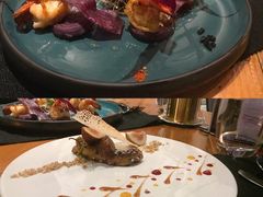 煎虾配紫薯泥薯片及姜味柠檬汁-AZUL by FUEL蓝色·法式酒馆(琶醍店)