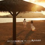 暖色系水景黄昏婚纱照