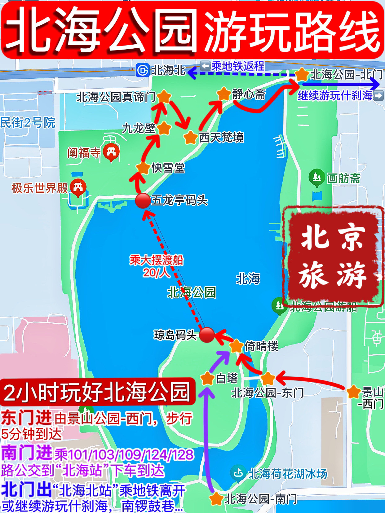 北海公园路线图怎么画图片