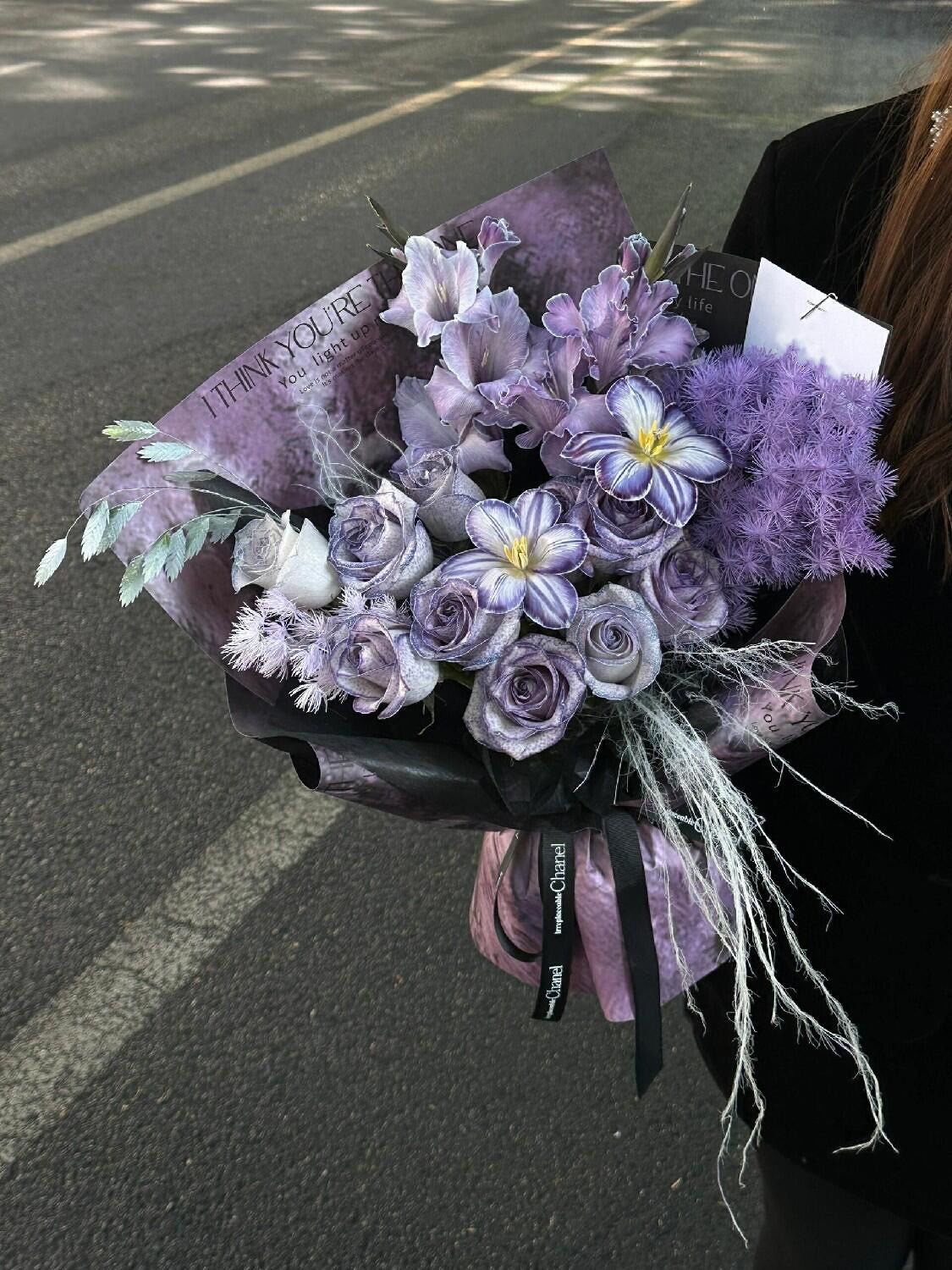 等花店鲜花气球派对高端定制 #紫色花束 #一束花的仪式感是用心的