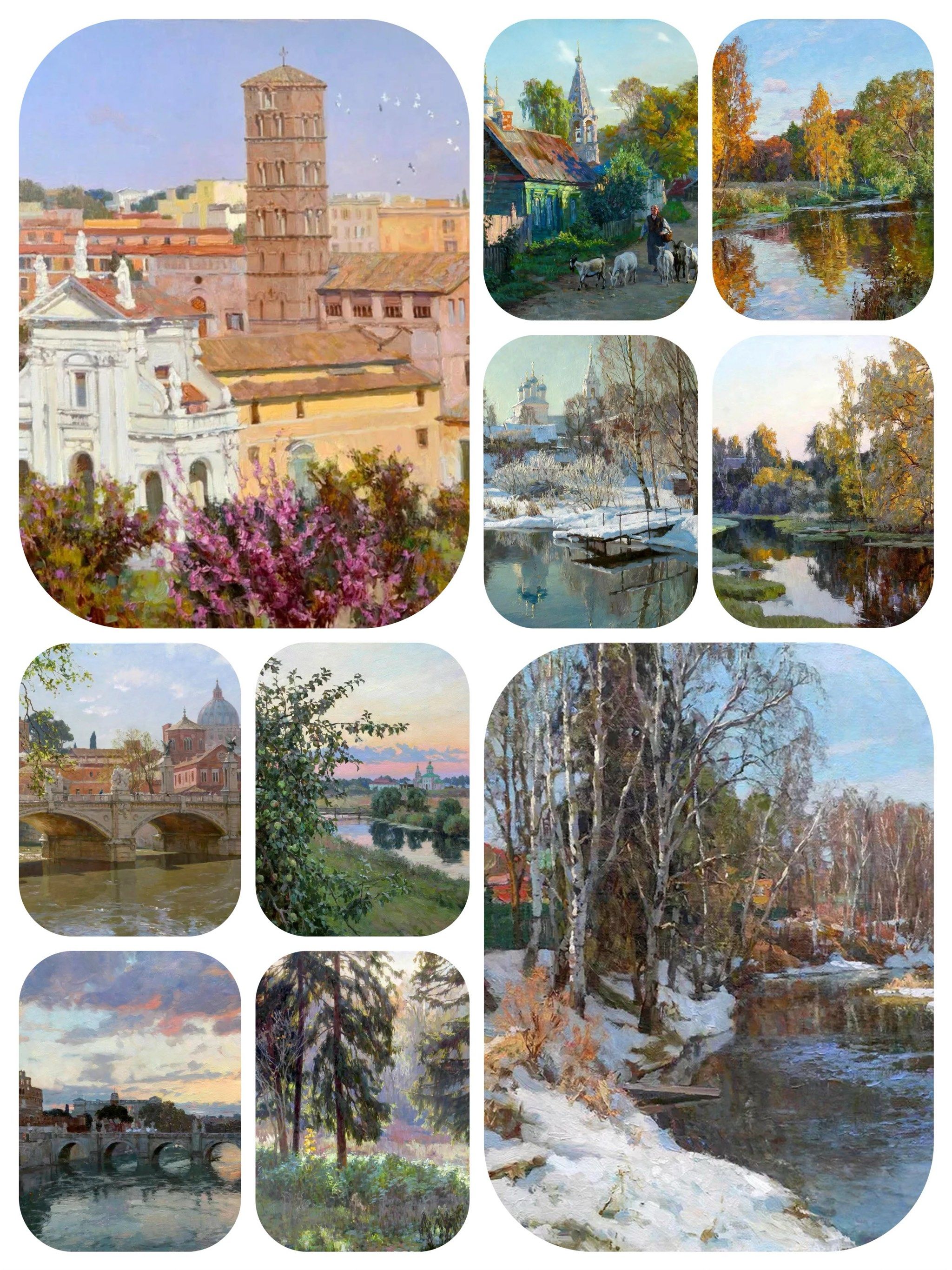 创作油画风景时,可以使用以下技法