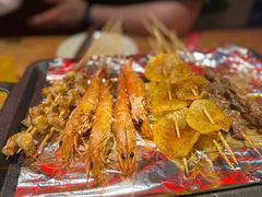 烤虾-路边摊小炉子烧烤