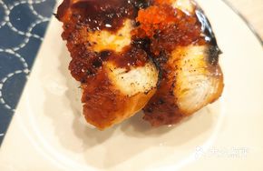 Grilled Eel and Flying Fish Roe Sushi