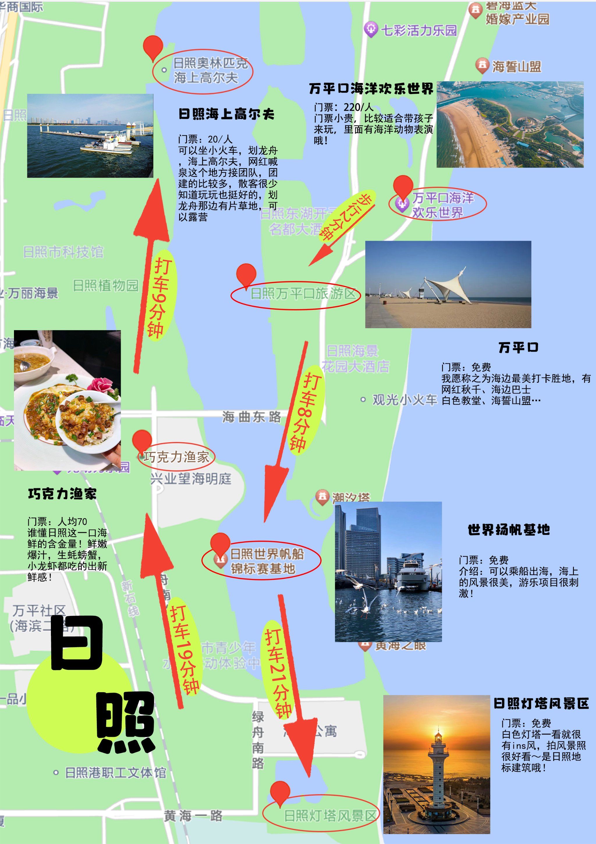 信\\n2,日照海边景点都在海岸线上,简单了解一下日照地图自行游玩即可