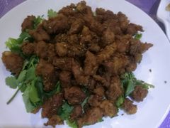 孜然羊肉-钰田大院·碳烤虹鳟鱼·怀柔地道农家菜(雁栖湖店)