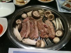 烤五花肉&nbsp;烤蘑菇-青松馆韩国料理(香港中路佳世客店)