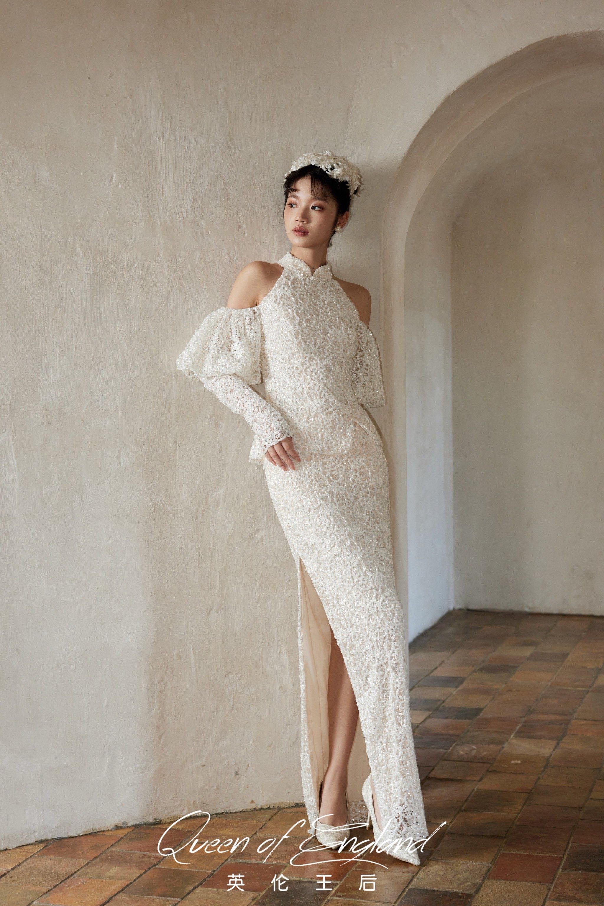 白色蕾丝新中式旗袍～93带着法式浪漫,不