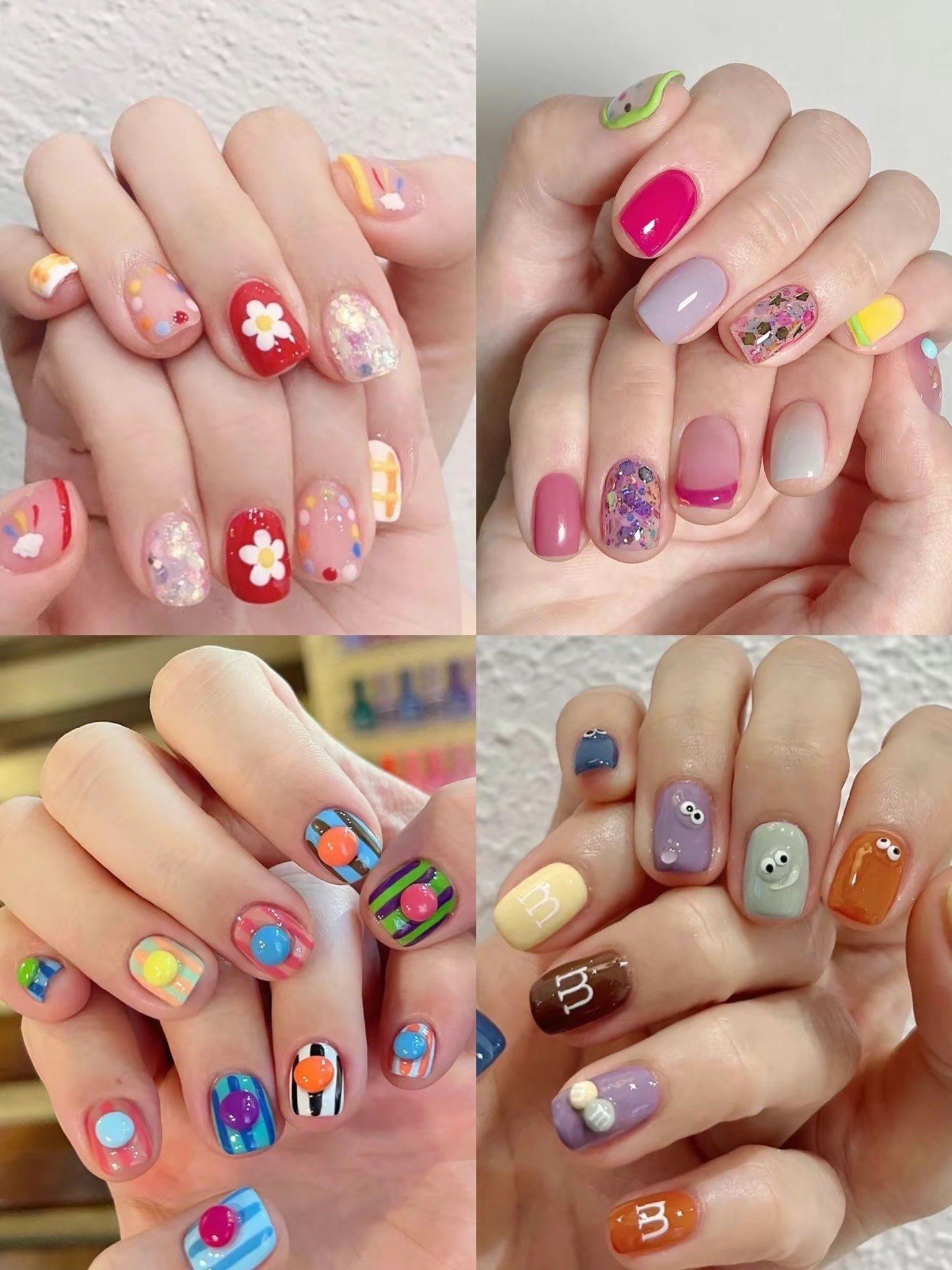 多巴胺女孩糖果色美甲