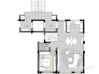 240㎡简约叠墅,灰白简约中加入一抹蓝色,充满高级范儿
