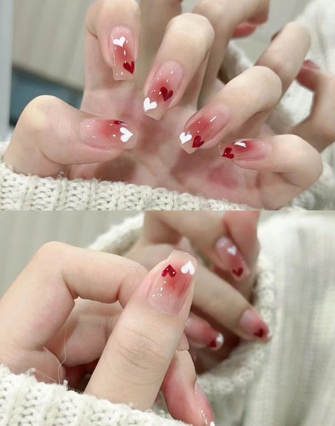 冰透爱心美甲超显白