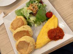 原麦松饼欧姆蛋生菜沙拉-幸せのパンケーキ(心斎橋店)