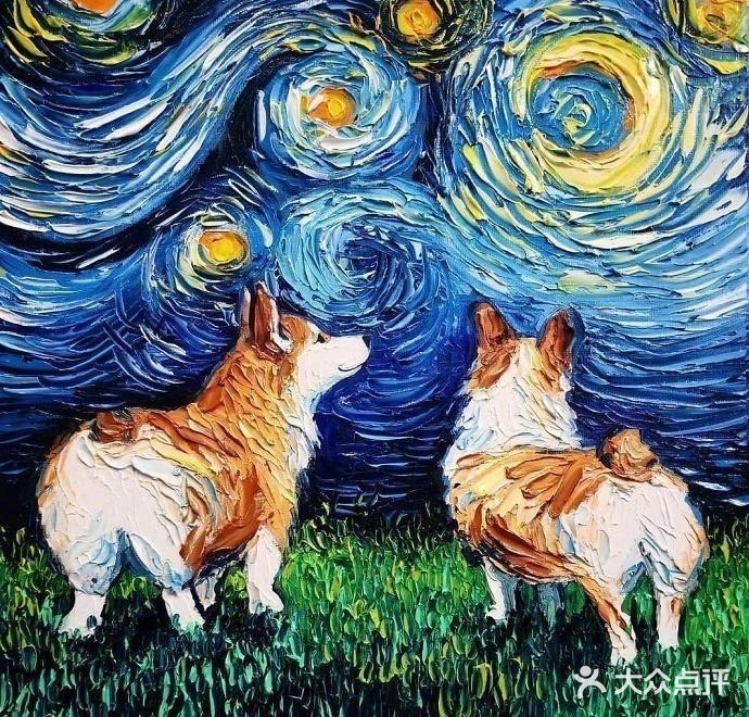当梵高的《星月夜》遇上可爱的狗子🐶