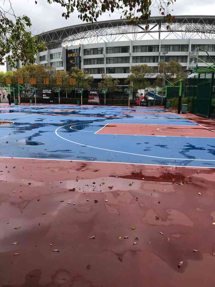 源深篮球公园-"公司组织练球,找了附近最大的篮球场,记得.