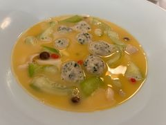 丝瓜野菌煮手打菠菜鱼丸-火璽·園