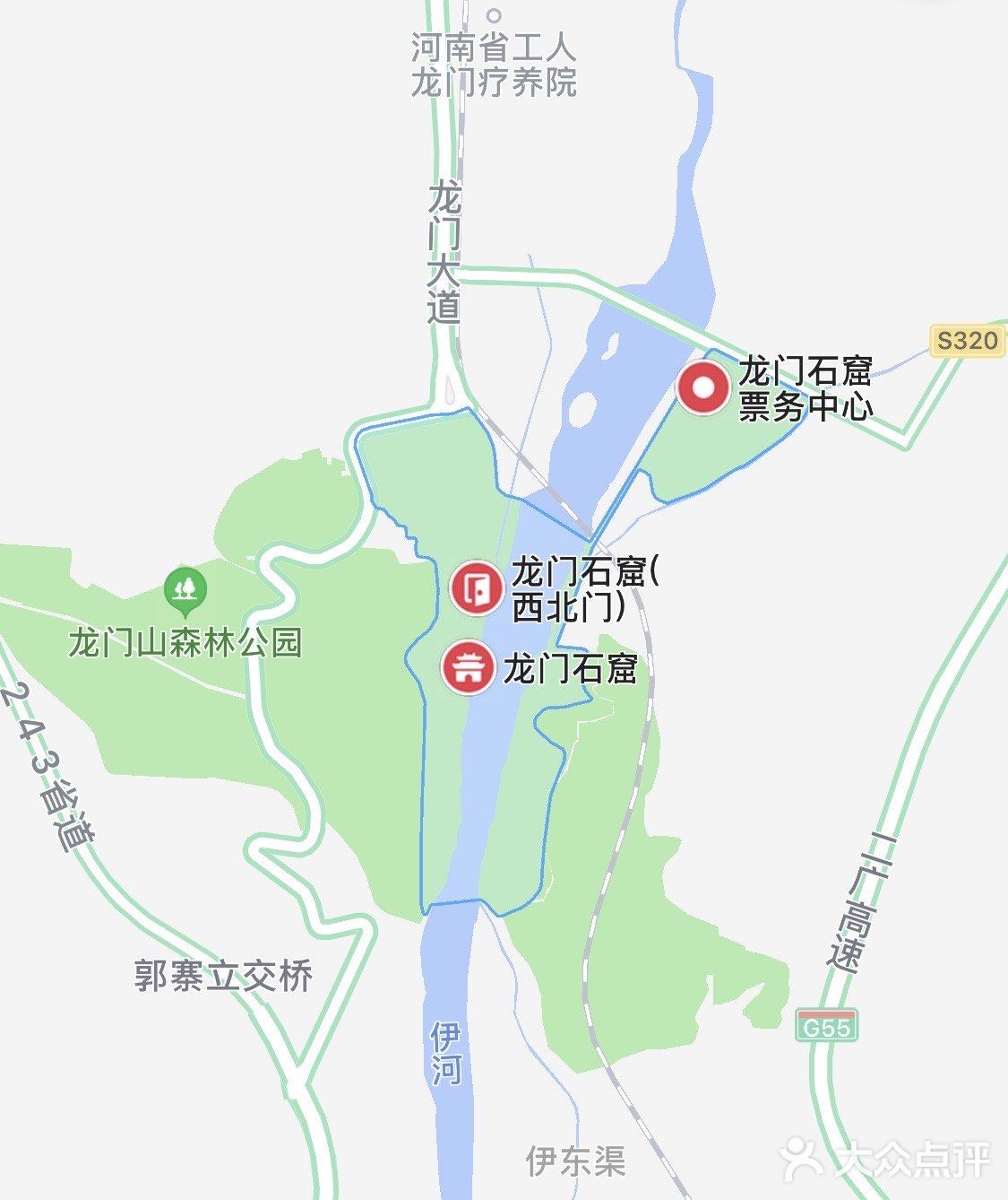 龙门石窟地图 大众点评