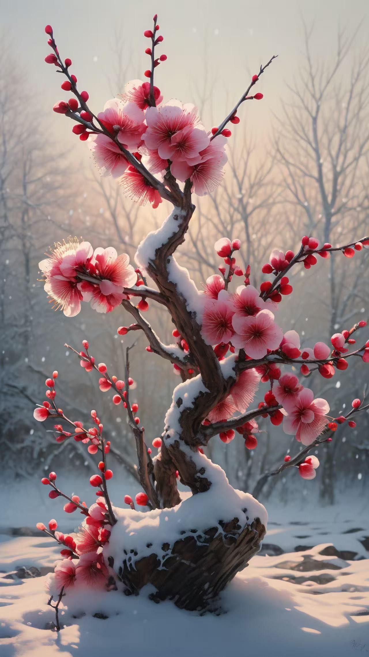 梅花,那朵在寒冷冬季中傲然绽放的花朵,以其独