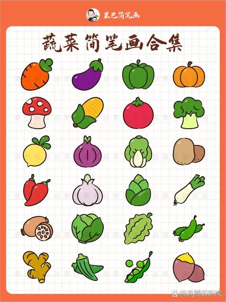 天天领红包可可爱爱的蔬菜简笔画,收藏了