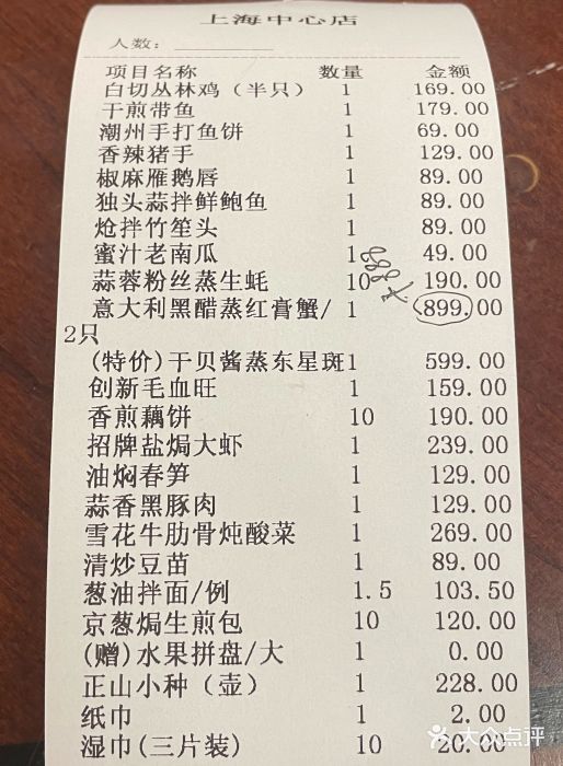 醉辉皇上海之巅(上海中心大厦店)账单图片