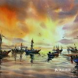 自然的美景，水彩笔的描绘[加油]