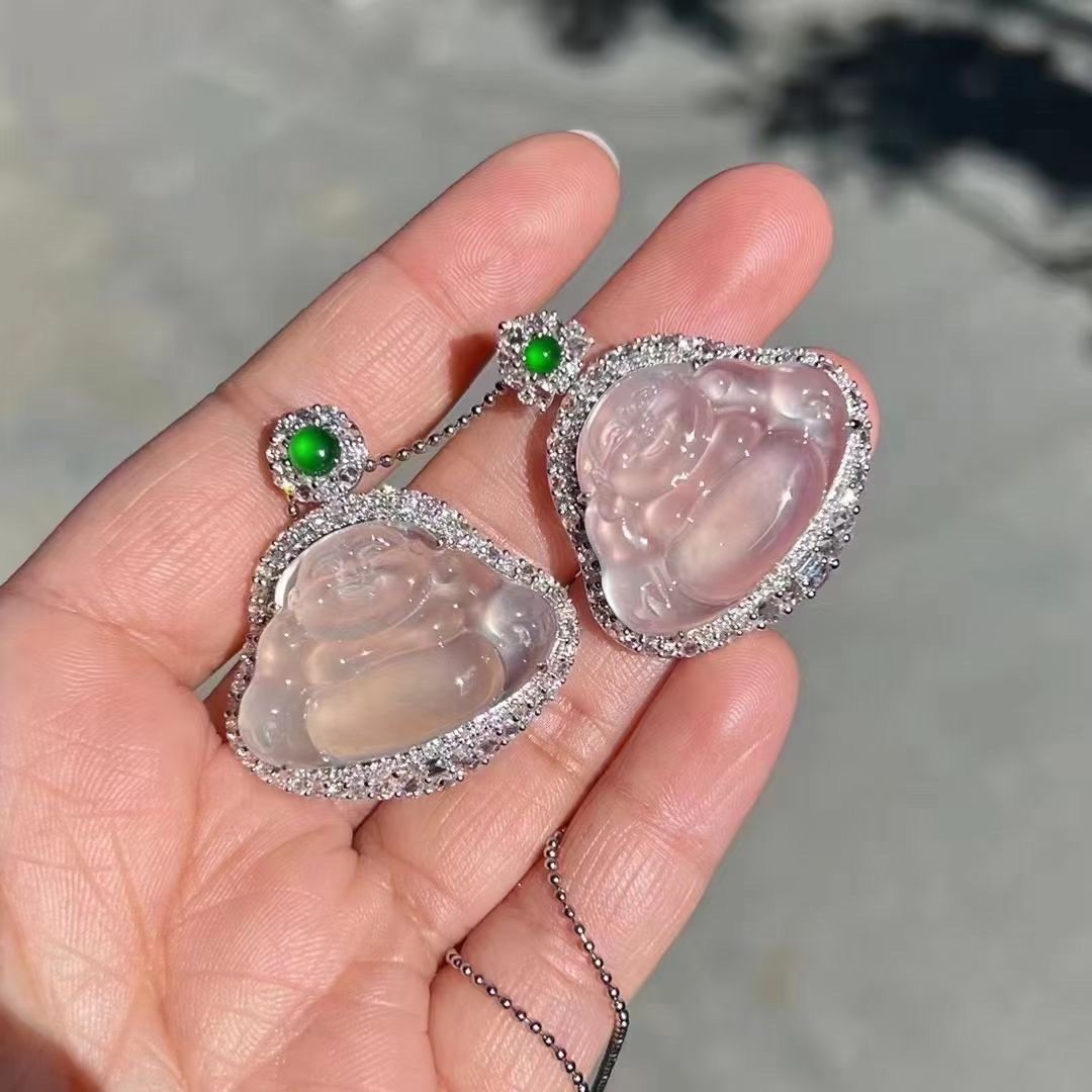 玻璃种翡翠佛公吊坠