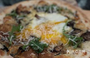 Black Truffle Wild Mushroom Hot Spring Egg Pizza