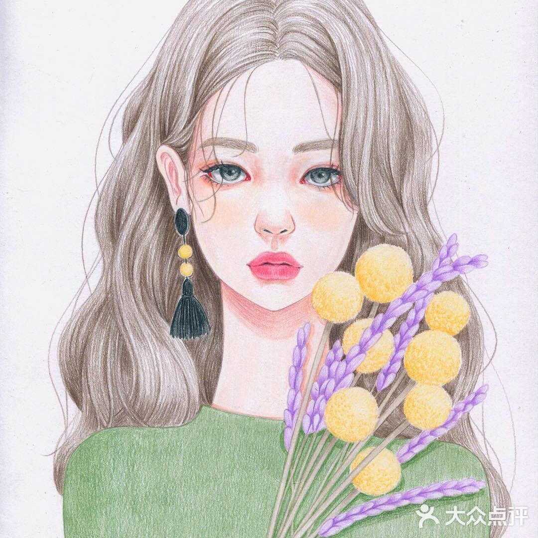 仙气十足的彩铅手绘女孩👧