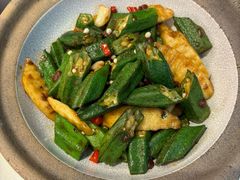 豆酱秋葵炒山药-南拳十三姨·潮汕砂锅粥·粤菜(西单大悦城店)